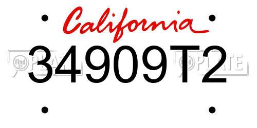34909T2 California License Plate