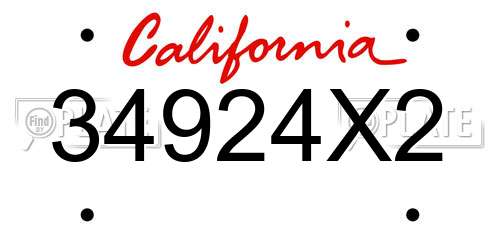 34924X2 California License Plate