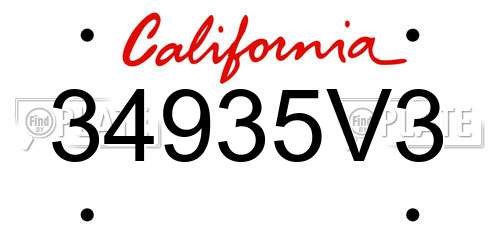 34935V3 California License Plate