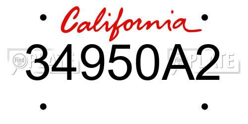 34950A2 California License Plate