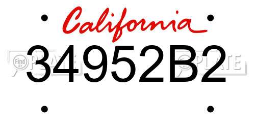 34952B2 California License Plate