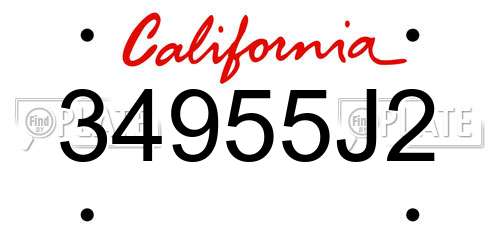 34955J2 California License Plate