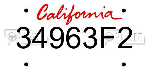 34963F2 California License Plate