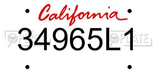 34965L1 California License Plate