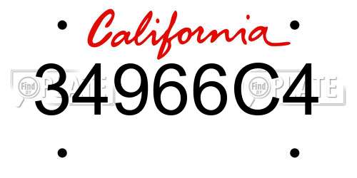 34966C4 California License Plate