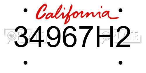 34967H2 California License Plate