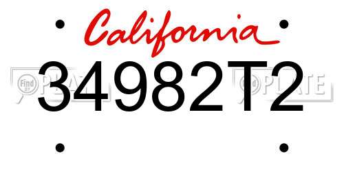 34982T2 California License Plate