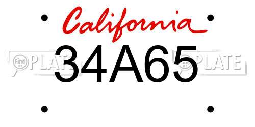 34A65 California License Plate