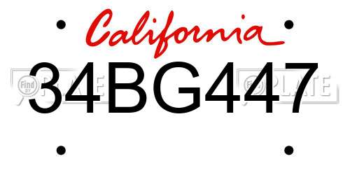 34BG447 California License Plate