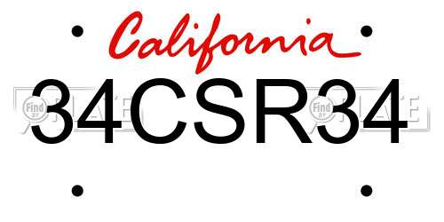34CSR34 California License Plate