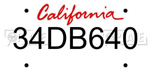 34DB640 California License Plate