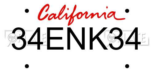 34ENK34 California License Plate