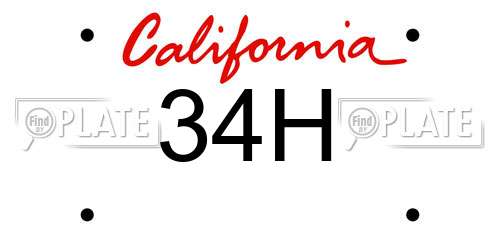 34H California License Plate