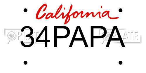 34PAPA California License Plate