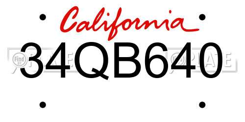 34QB640 California License Plate