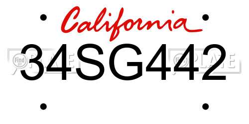 34SG442 California License Plate