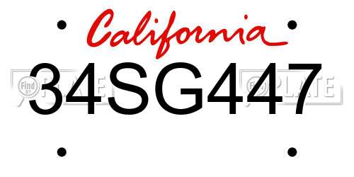 34SG447 California License Plate