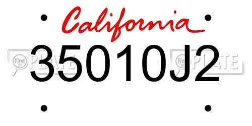 35010J2 California License Plate