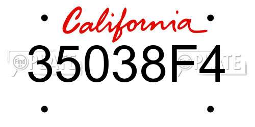 35038F4 California License Plate