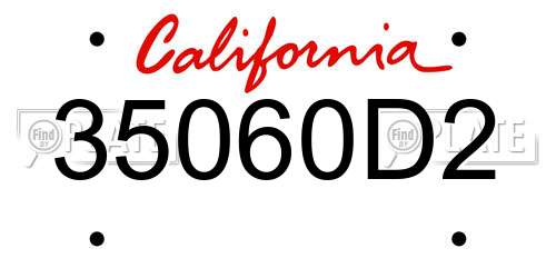 35060D2 California License Plate