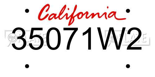 35071W2 California License Plate