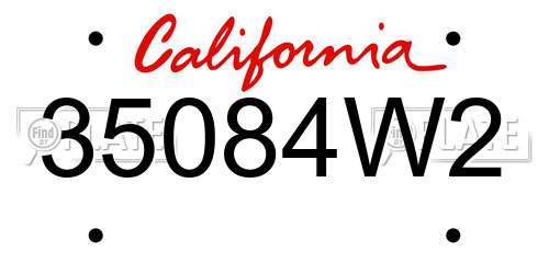 35084W2 California License Plate