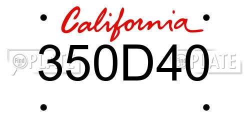 350D40 California License Plate