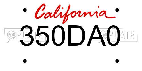 350DA0 California License Plate