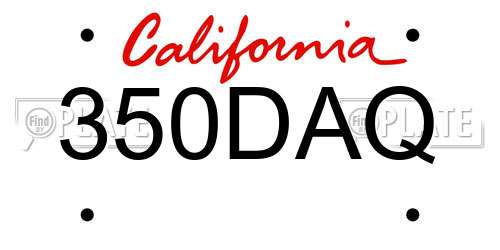 350DAQ California License Plate