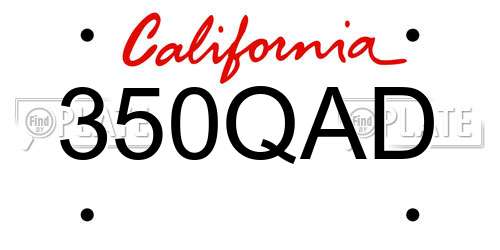 350QAD California License Plate