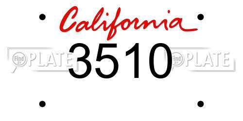 3510 California License Plate
