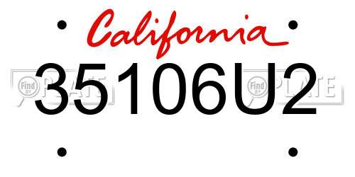 35106U2 California License Plate
