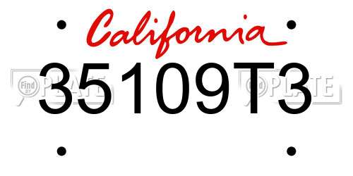 35109T3 California License Plate