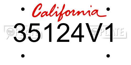 35124V1 California License Plate
