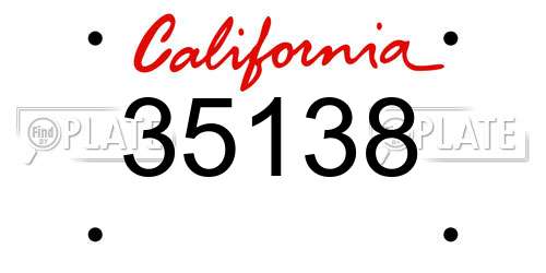 35138 California License Plate