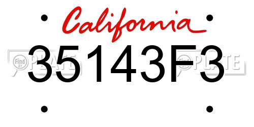 35143F3 California License Plate