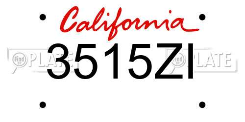 3515ZI California License Plate