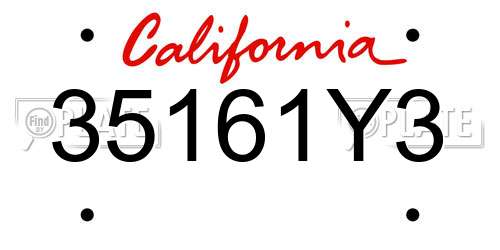 35161Y3 California License Plate