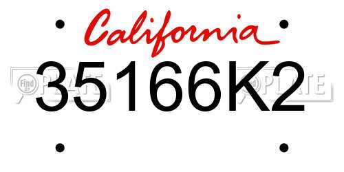 35166K2 California License Plate