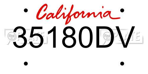 35180DV California License Plate