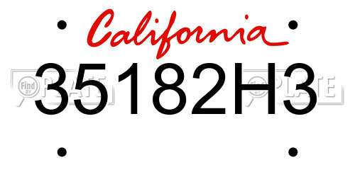 35182H3 California License Plate