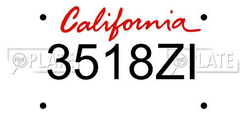 3518ZI California License Plate