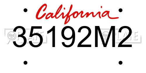 35192M2 California License Plate