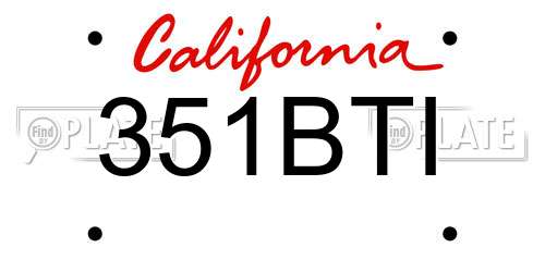 351BTI California License Plate
