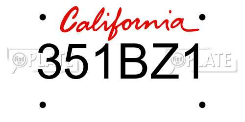 351BZ1 California License Plate