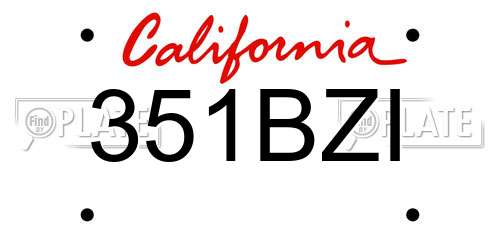 351BZI California License Plate