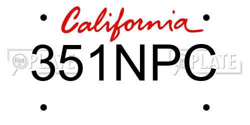 351NPC California License Plate