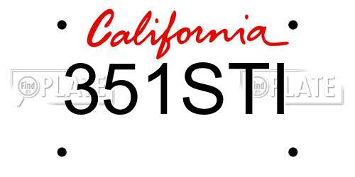 351STI California License Plate