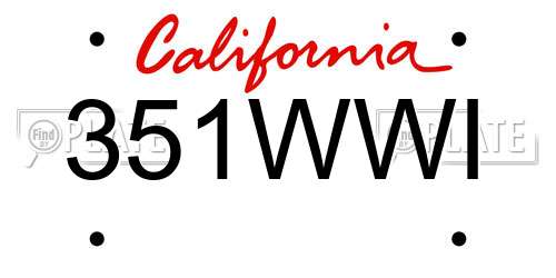 351WWI California License Plate