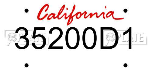 35200D1 California License Plate